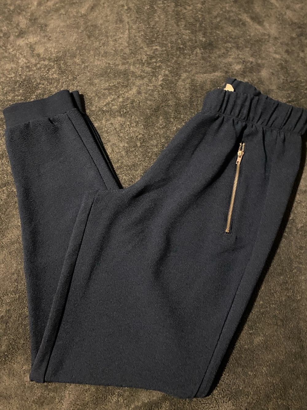 Pink Republic Navy Blue Women's Jogger Trousers with Zip Pocket